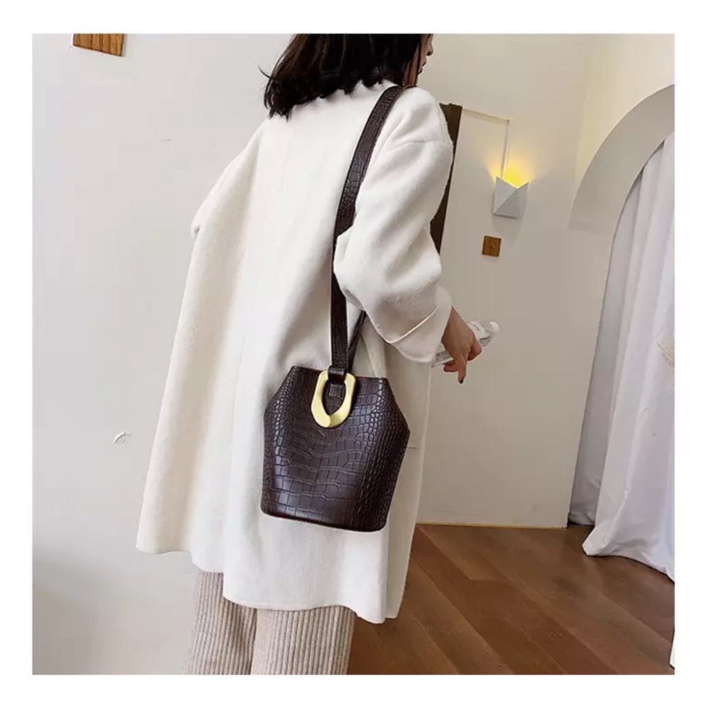 Aubrey Croc Embossed Shoulder/Crossbody Bag - Picture 4 of 8